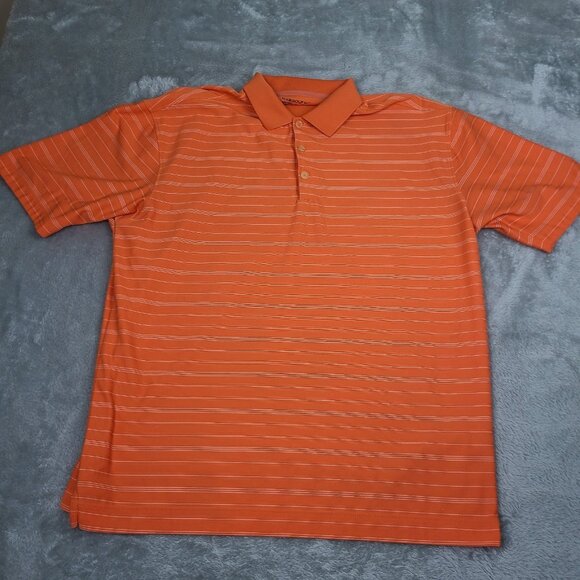 Nike Golf Polo Shirt Men's Large Orange Stripe Stretch Short Sleeve Fit Dry Logo - Picture 1 of 7